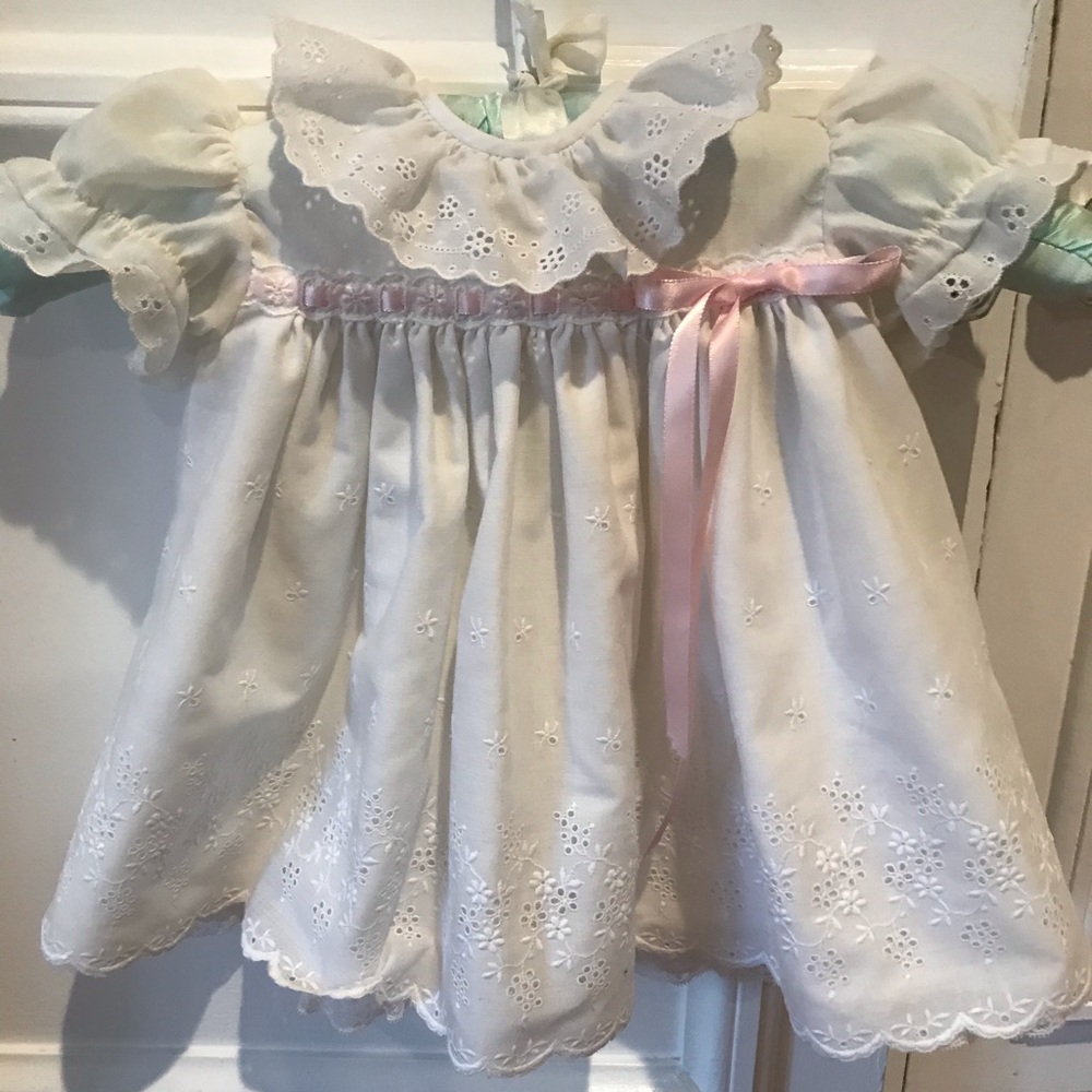 Vintage White Baby Dress 6mon